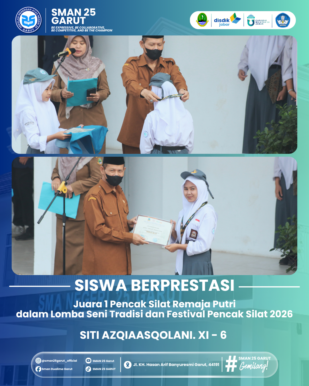 Prestasi Membanggakan! Siti Azqia Asqolani Raih Juara 1 Pencak Silat Remaja Putri